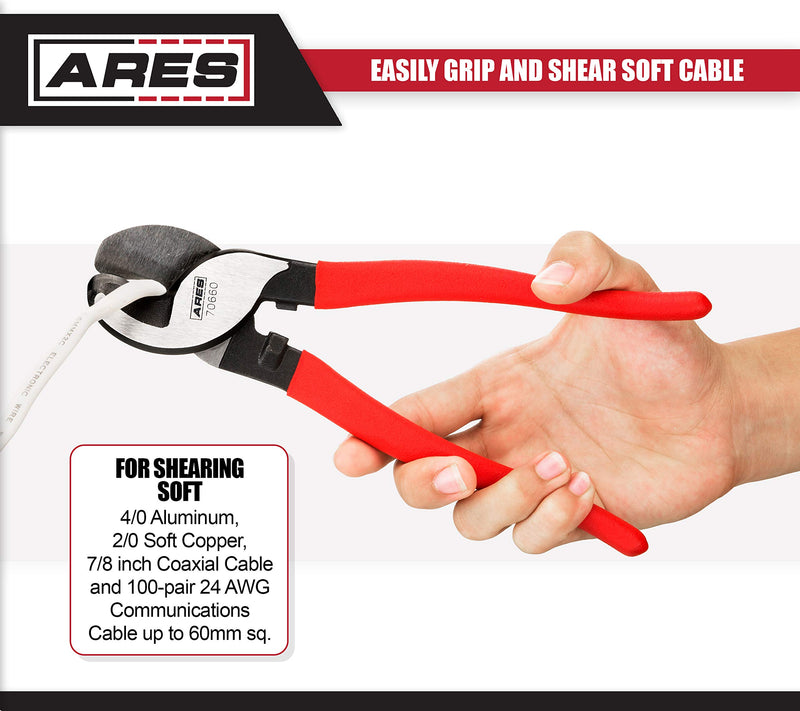 ARES 70660-10-Inch Electronics Cable Cutter Pliers - Coaxial Cable Cutter for Aluminum, Copper & Communications Cable - Heavy Duty Chrome Moly Steel Construction - NewNest Australia