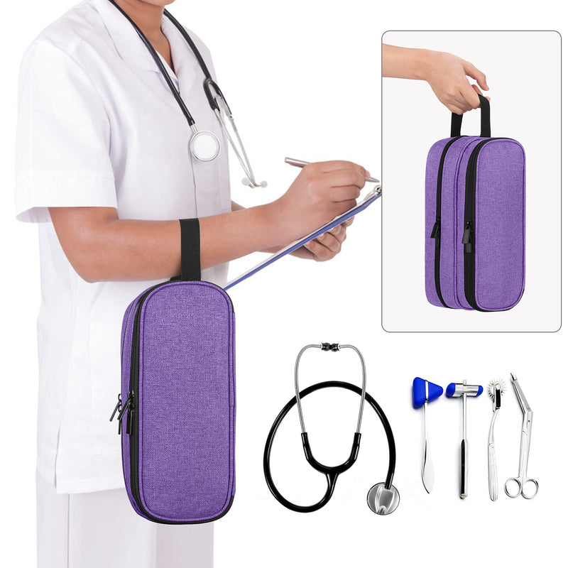 Trunab Stethoscope Carrying Case Compatible with 3M Littmann/MDF/ADC, Hold Two Stethoscopes or BP Cuffs, Medical Case with Extra Pocket for Nurse Accessories, Essentials for Nurses, Doctors, Purple - NewNest Australia