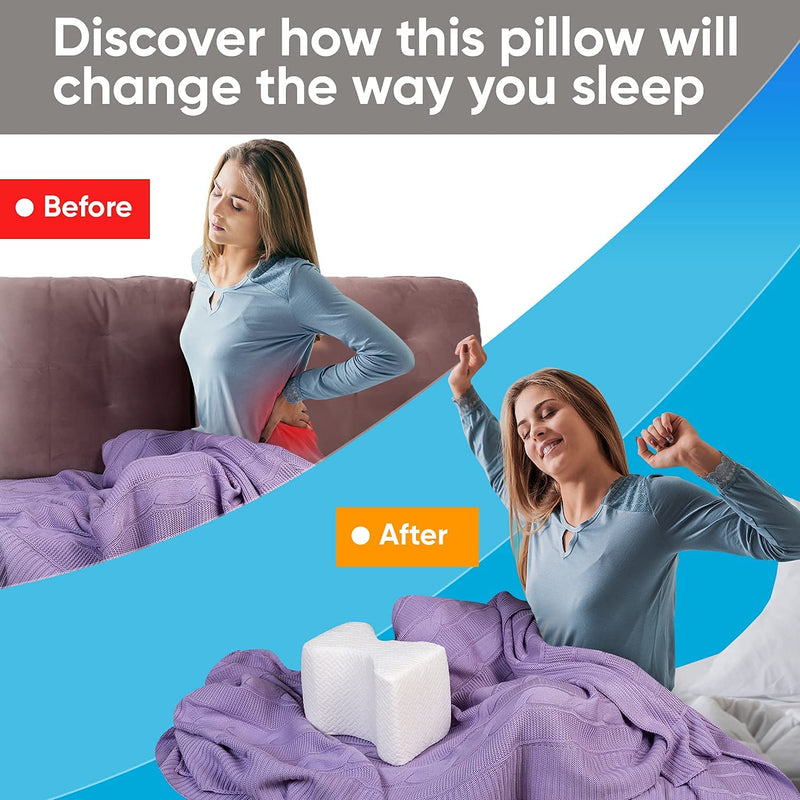 Knee Pillow for Sleeping - Leg Pillow 100% Memory Foam - Leg Pillows for Sleeping on Side - Knee Support Pillow - Knee Cushions for Sleeping - Hip Support Pillow Contour White - NewNest Australia