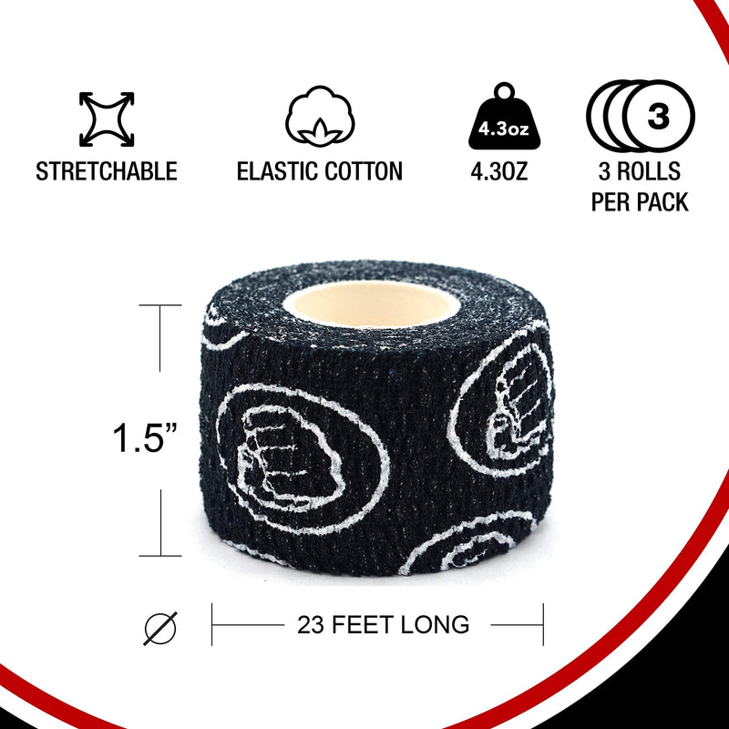 WOD Nation Weightlifting Hook Grip Tape - 3 Pack 23 Feet Long Sticky, Comfortable & Stretchy Athletic Tape for Weight Lifting forCrossfit and Cross Training - Thumb, Hand & Finger Protection Black 1.5 inch x 23 Feet - NewNest Australia