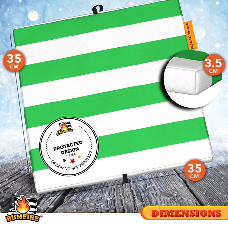 Heated Stadium Seat Cushion | Thermal Heat to Keep You Warm When Doing Outdoor Activities Like Camping | Foldable & Portable | Water & Dirt-Resistant | USB Connector | Green/White | 33x33x3.5 cm - NewNest Australia