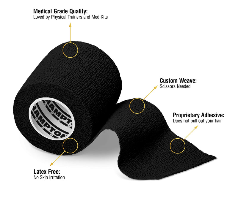 (14-Pack) 2” x 5 Yards | Black Self Adhesive Bandage Wrap – Breathable Self Adherent Wrap for People & Pets - Athletic Elastic Cohesive Bandage for Sports Injury: Ankle, Knee & Wrist sprains - NewNest Australia