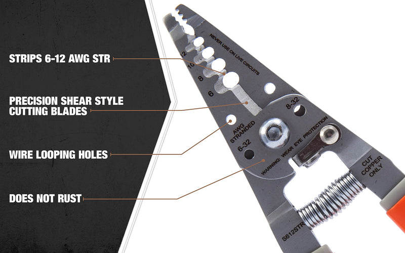 Southwire - 58277940 Tools & Equipment S612STR 4-10 AWG SOL & 6-12 AWG STR Ergonomic Handles Wire Stripper/Cutter - NewNest Australia