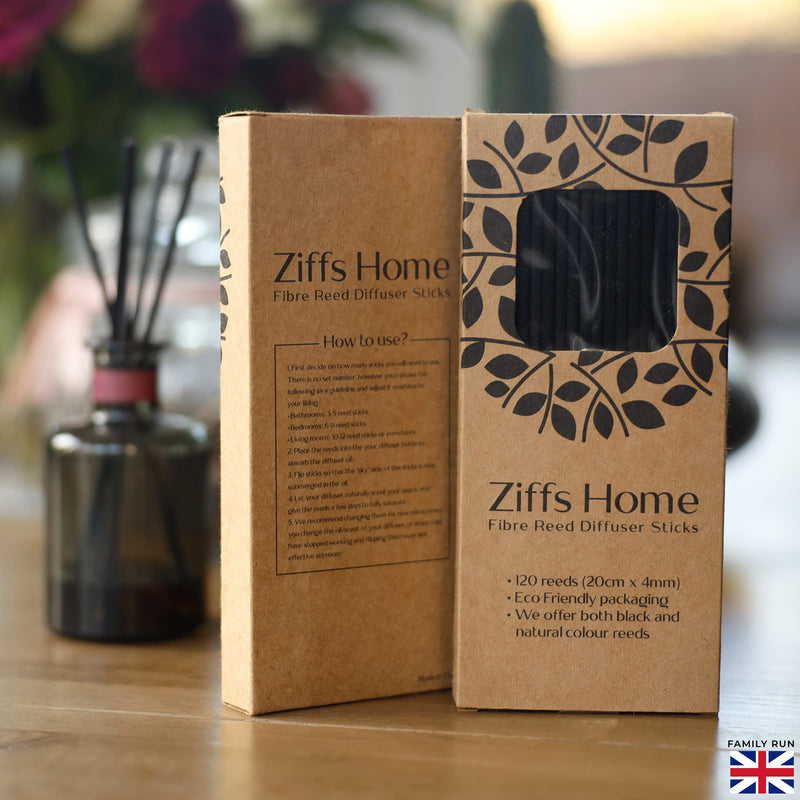 Ziffs Home® 120 Black Fibre Reed Diffuser Sticks - 20cm x 4mm - Thick Diffuser Reeds Sticks - Diffuser Sticks for Diffuser Oils Fragrance Refill - Fibre Reeds for Diffusers - NewNest Australia