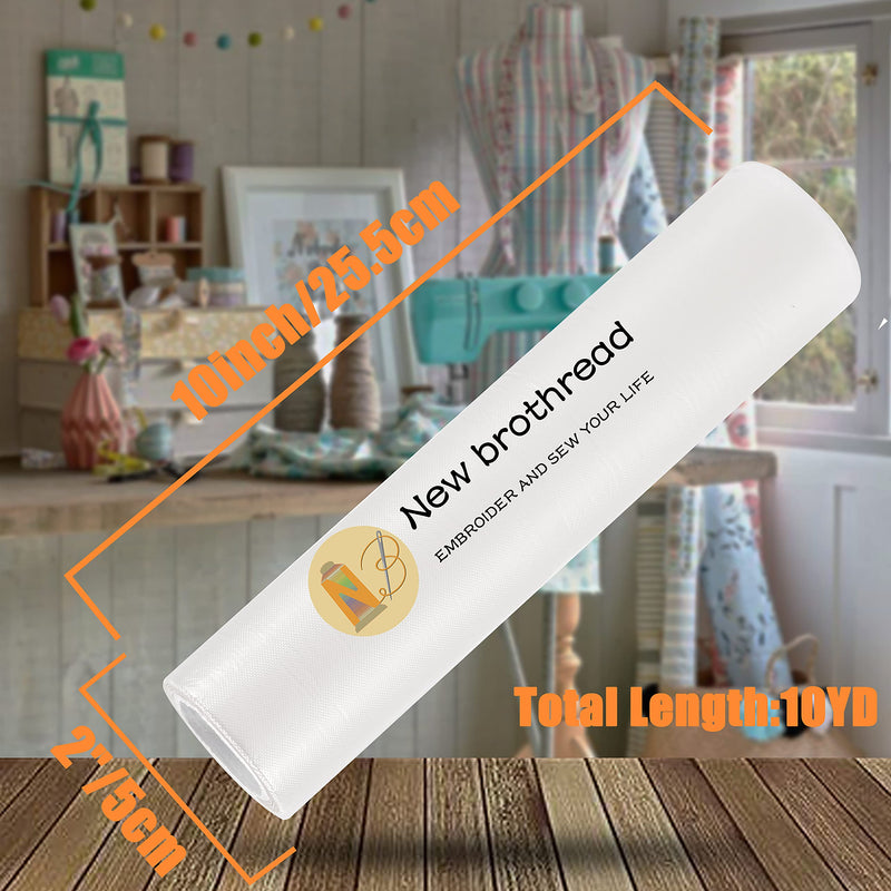 New brothread Light Weight Clear Wash Away - Water Soluble Embroidery Topping Film - 10"x10 Yd roll - Cut into Various Sizes for Machine Embroidery and Hand Sewing 10" x 10Yd/roll - NewNest Australia