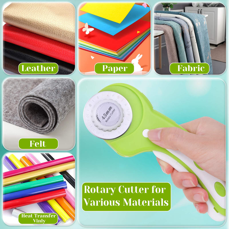 Rotary Cutter Set, Audab Self Healing Sewing Mats Rotary Cutter and Mat 45mm Rotary Fabric Cutter Set with 2 Blades Rotary Cutting Mat for Crafts Fabric Quilting Hobby (9" x 12" (A4)) - NewNest Australia