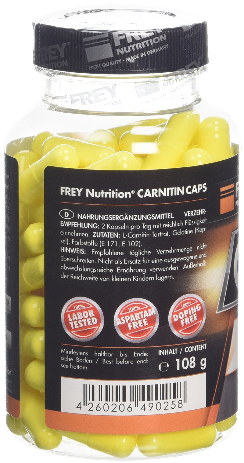 Frey Nutrition Carnitin Caps, 120 Capsules - World'S Highest Quality L-Carnitine - Purest L-Carnitine With Carnipuretm From Lonza - Laboratory Tested & High Dosage - Made In Germany - NewNest Australia