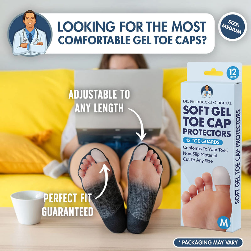 Dr. Frederick's Original Soft Gel Toe Protectors - 12 Pieces - Cushioning Toe Caps - Medium Medium (12 Count) - NewNest Australia