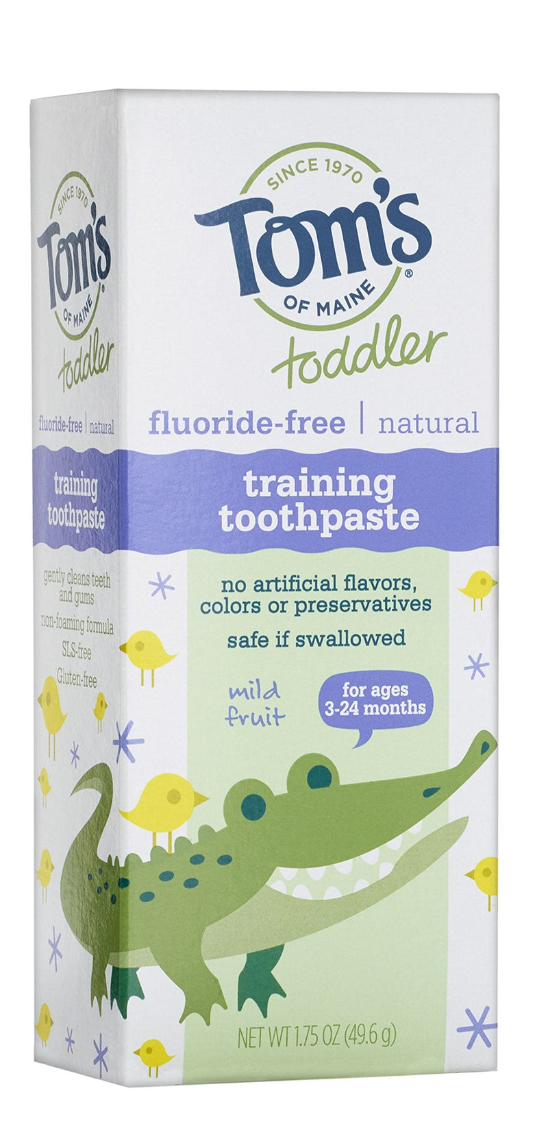 Tom's of Maine Fluoride-Free Toddler Training Toothpaste, Mild Fruit, 1.75 oz. 3-Pack 1.75 Ounce, 3 Pack - NewNest Australia