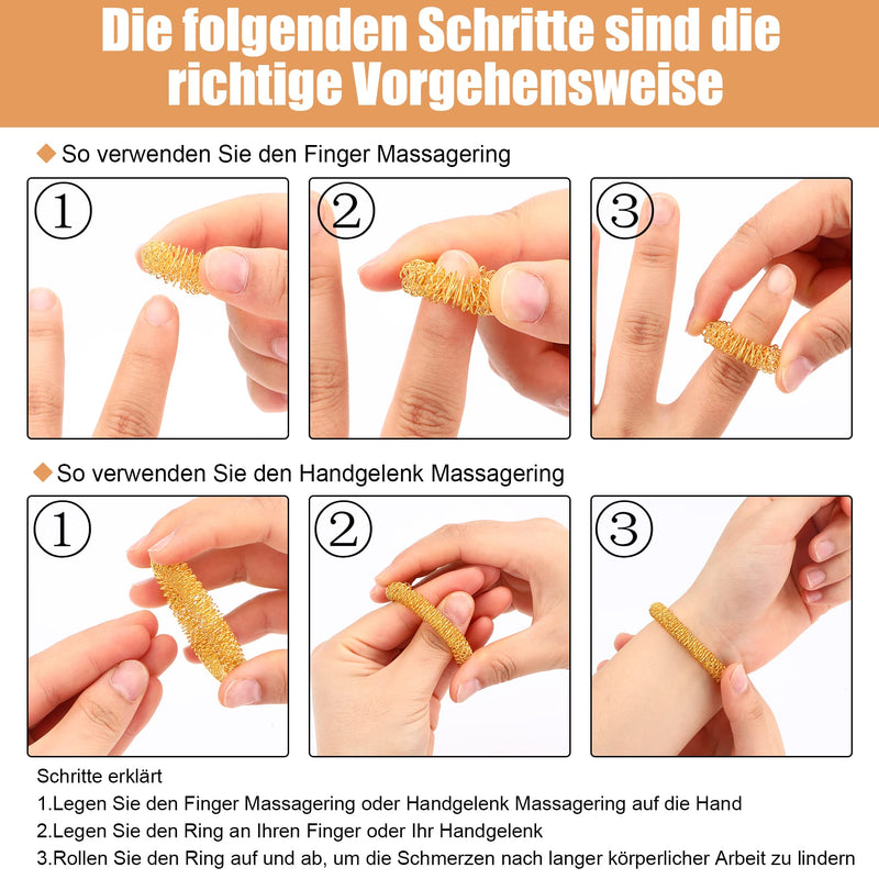 Pack Of 25 Massage Rings For Fingers Wrist Massage Ring Set Spiky Sensory Finger Massage Ring For Children Adults Office Workers To Reduce Stress Anxiety (Gold Silver) - NewNest Australia