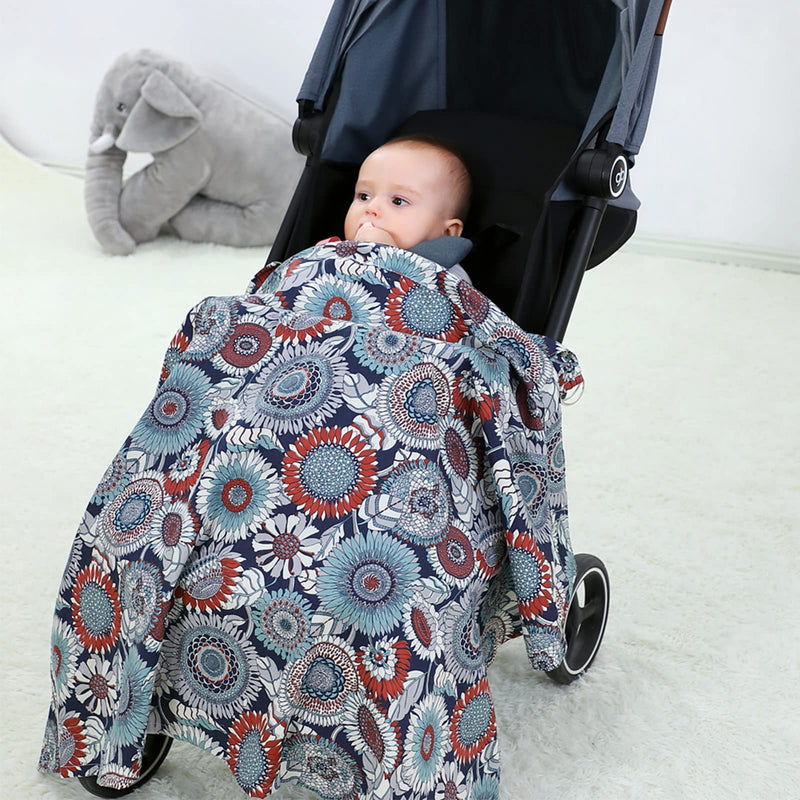 Insular Nursing Cover for Breastfeeding, Infant Feeding Cover Breathable Cotton Privacy Breastfeeding Apron, Sunflower blue sunflower - NewNest Australia