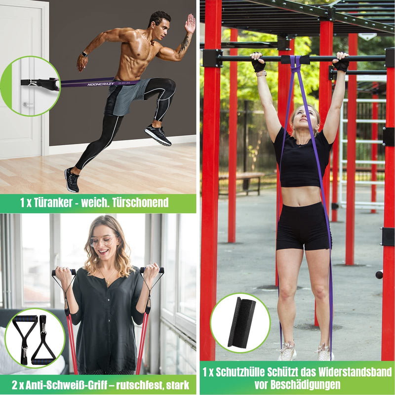 Nooncrazy Resistance Bands, Various Levels Resistance Bands With Door Anchor And Handles, Fitness Bands For Strength Training, Training, Physiotherapy, Yoga For Men And Women - NewNest Australia