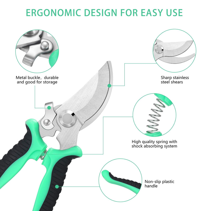 5 pack Garden Pruning Shears Stainless Steel Blades, Handheld Scissors Set with Gardening Gloves,Heavy Duty Garden Bypass Pruning Shears ,Tree Trimmers Secateurs, Hand Pruner - NewNest Australia