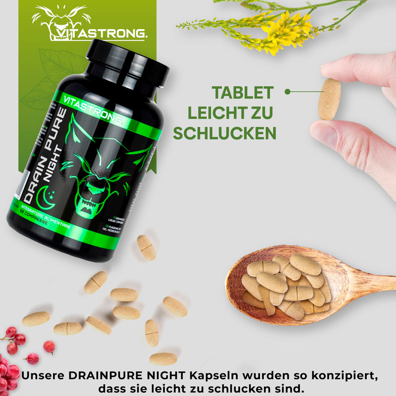 Vitastrong Drainpure Night Weight Loss | For Weight Loss, Detoxification And Drainage | Removes Toxins And Excess Liquid | High Quality Made In Italy Quality | Vegan Friendly - NewNest Australia