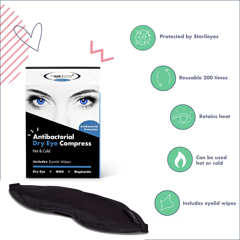 The Eye Doctor Essential Treatment Bundle - Reusable Hot Cold Eye Compress & 20x Single Use Eyelid Wipes for Dry Eye, Blepharitis & MGD - Microwave Safe Mask Mask & 20 Wipes - NewNest Australia
