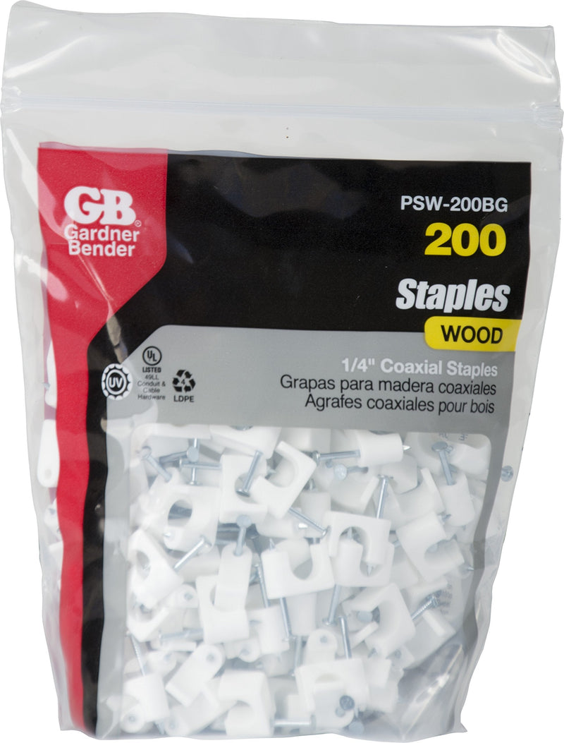 Gardner Bender PSW-200BG Low-Voltage Cable Staple, CAT6, Rg-59, Rg-6, 1/4", White - NewNest Australia