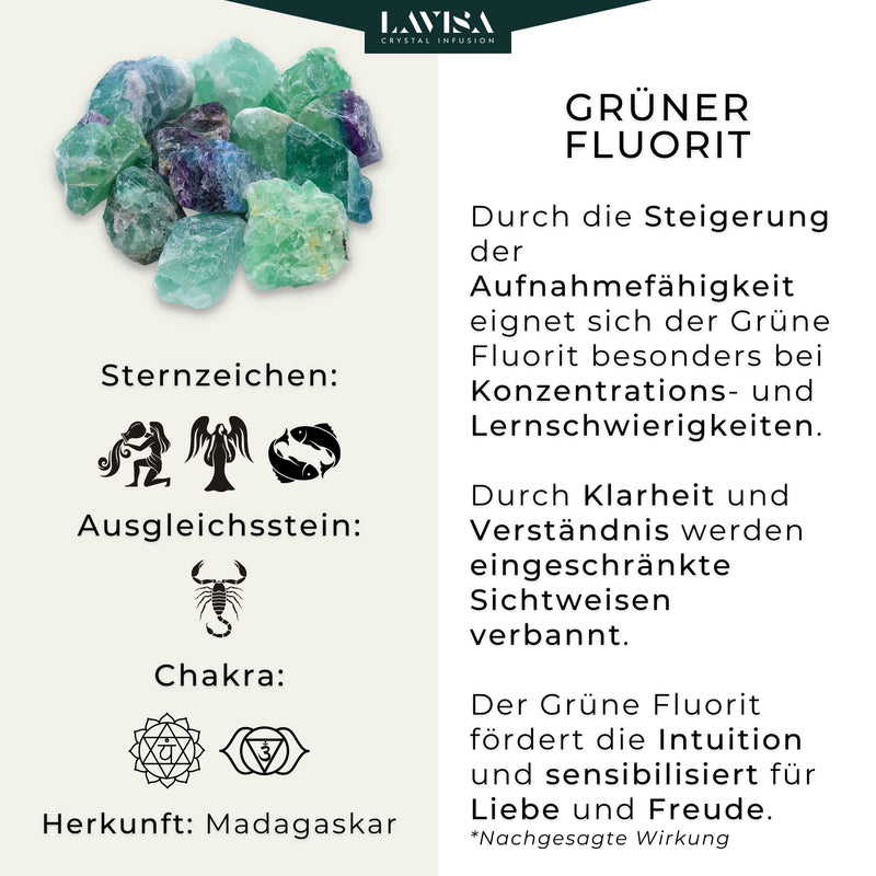 LAVISA Premium Healing Stones Gemstone Set | Gemstones crystals as decoration or for water treatment | 100% natural stones mineral stones | Basic mixture of gemstone water (green fluorite) green fluorite - NewNest Australia