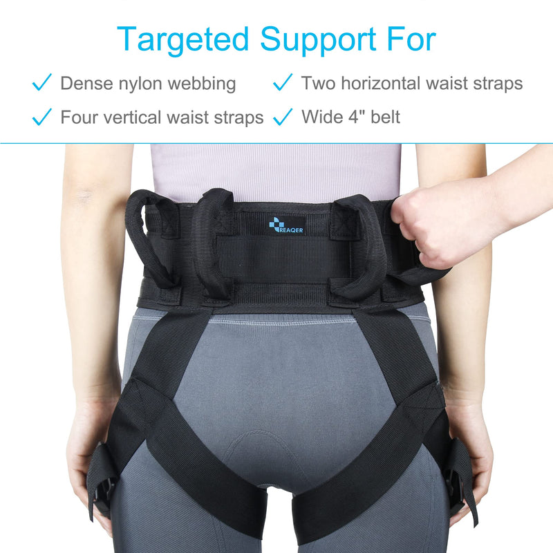 REAQER Gait Belt with Leg Loops Transfer Belt with Handles Metal Buckle Medical Nursing for Seniors, Handicap and Doctors Caretaker Physical Therapists Waist Size(30”-43”) - NewNest Australia