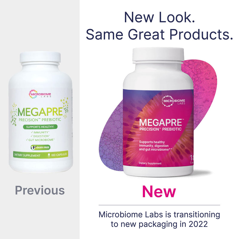 Microbiome Labs - Megaprebiotic Caps (180 Capsules) | Oligosaccharide Fiber To Strengthen The Immune System, Digestion And Intestinal Wall, Prebiotic Supplement For Women And Men - NewNest Australia