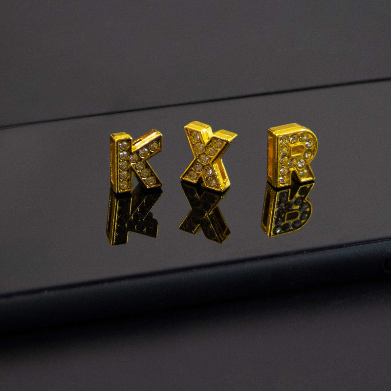 AUEAR, Crystal Rhinestone Slide Charms Alloy Alphabet A-Z Alphabet Letters for DIY Wristbands Bracelets Jewelry Making (Gold, 26 Pack, 8mm, Full Rhinestone) Gold - NewNest Australia