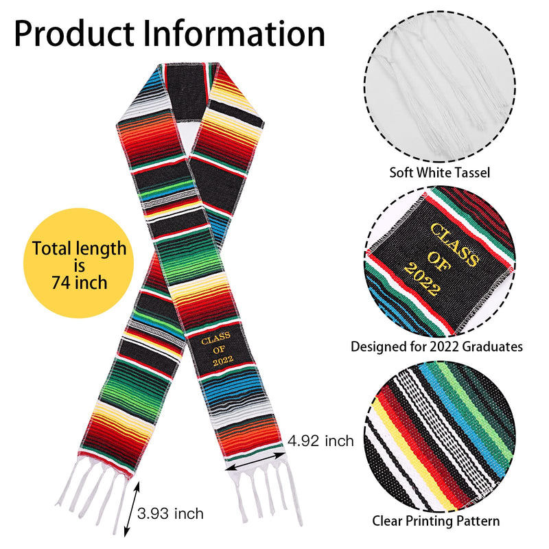 Class of 2022 Mexican Graduation Stole, Zzbakress Latino Hispanic Serape Blanket Graduation Sash Colorful - NewNest Australia
