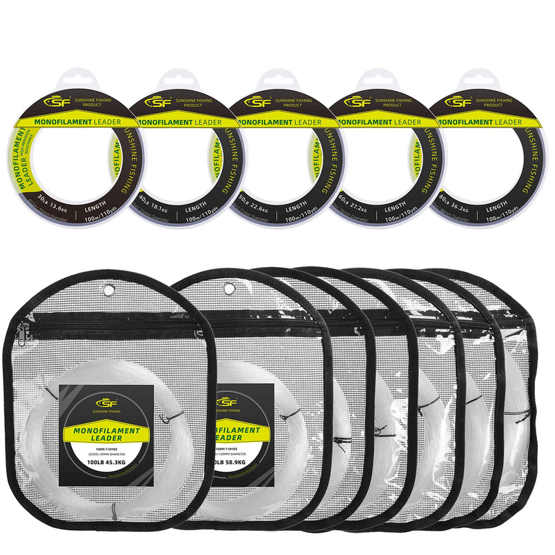 SF Monofilament Leader Line Mono Material Clear Monofilament Fishing Line 100M/110Yds for Saltwater 30LB to 400LB Clear without Spool 150 LB (Packed in Storaged Bag) 1.19mm - NewNest Australia