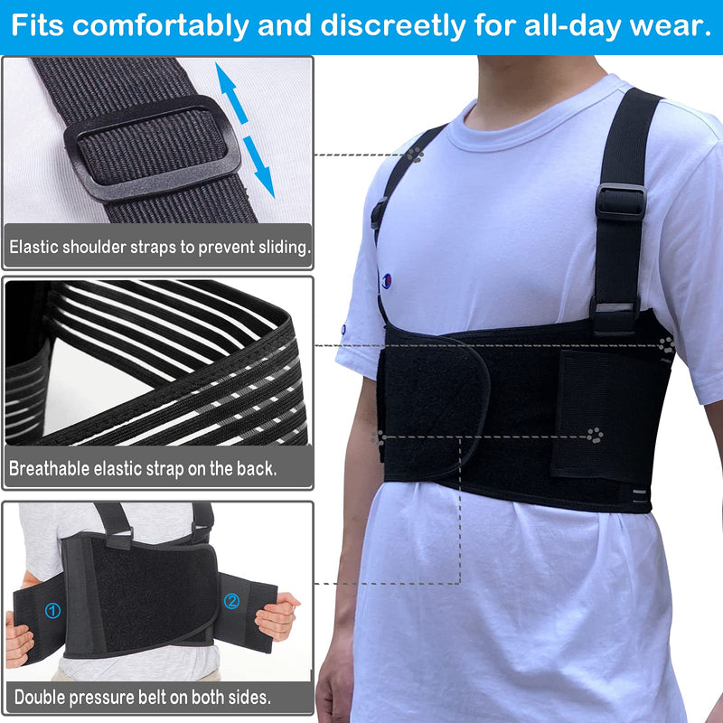 Rib Brace Chest Binder Belt for Men and Women, Breathable Rib Support Wrap for Cracked, Fractured or Dislocated Ribs Protection, Compression Rib Cage Brace for Bruised or Broken Ribs (Small) Small - NewNest Australia