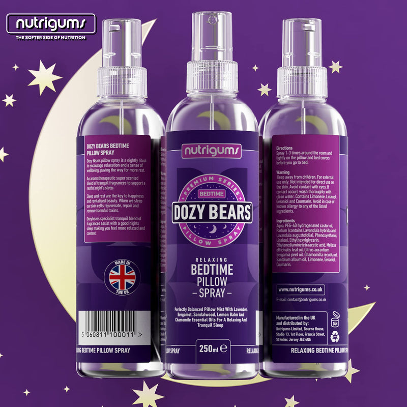 DOZYBEARS The Ultimate Bedtime Pillow Spray 250ml | Calming and Relaxing Pillow Mist with Soothing scents of Lavender, Lemon Balm, Chamomile, Sandalwood and Bergamot - NewNest Australia