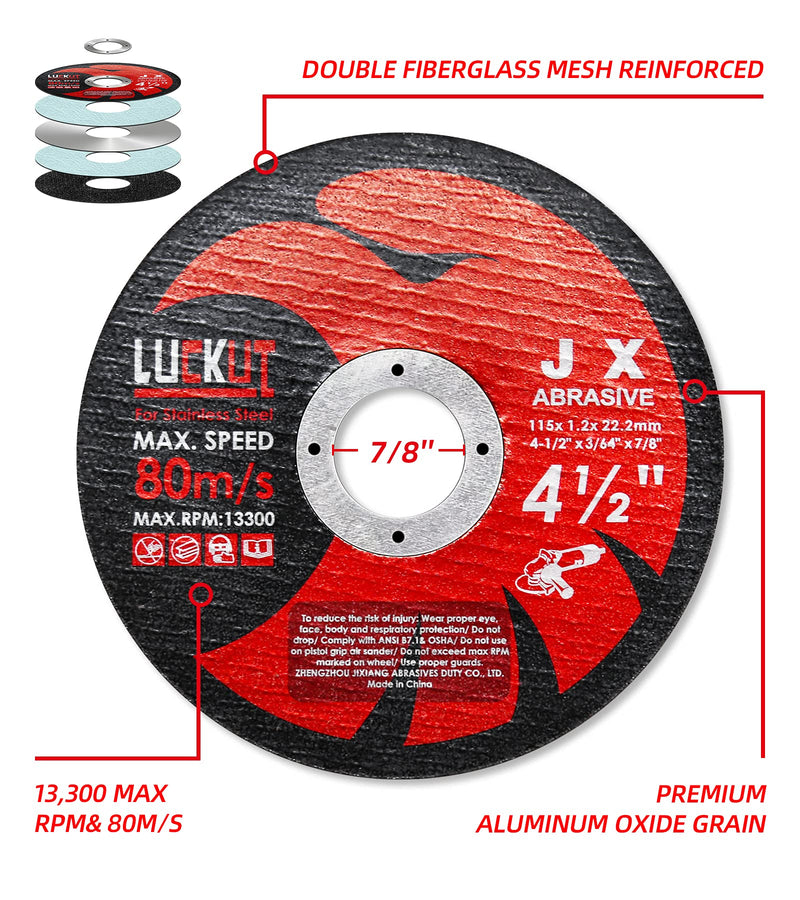 LUCKUT Cut-Off Wheels Cutting Wheel Disc 4-1/2"x3/64''x7/8'' Thin Metal Stainless Steel Cutting Cut Off Disc Blades Grinding Wheel for Angle Grinders 10-Pack - NewNest Australia