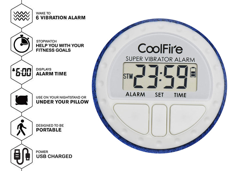 NewNest Australia - CoolFire Boom Vibrating Alarm Clock - Sweat Band Digital Alarm Watch with USB Charging Port - Smart Alarm Clock for Wrist 1685D 