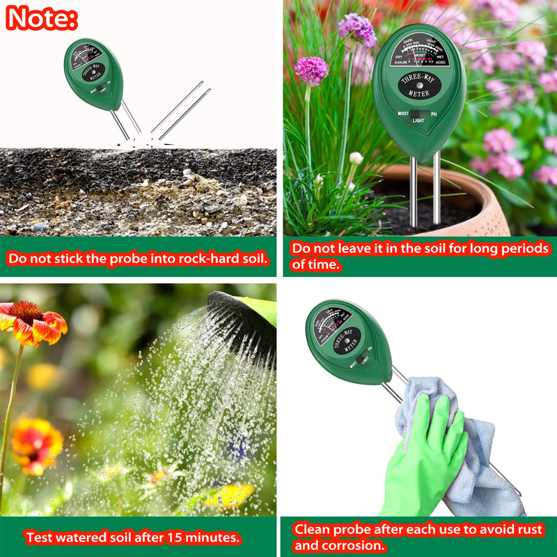 Dr.meter Soil Moisture Meter, Sunlight PH Acidity 3-in-1 Soil Tester Kit for Garden Farm Lawn Planter (No Battery Needed) (VD-1) - NewNest Australia