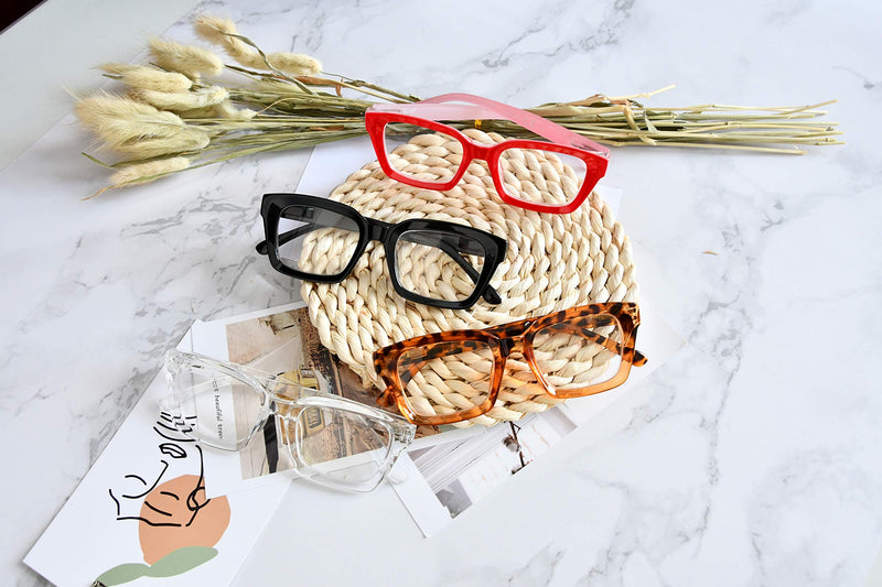 Eyekepper 4 Pack Ladies Reading Glasses - Oversized Square Design Reader Eyeglasses for Women 4 Pairs Mix 0.0 x - NewNest Australia