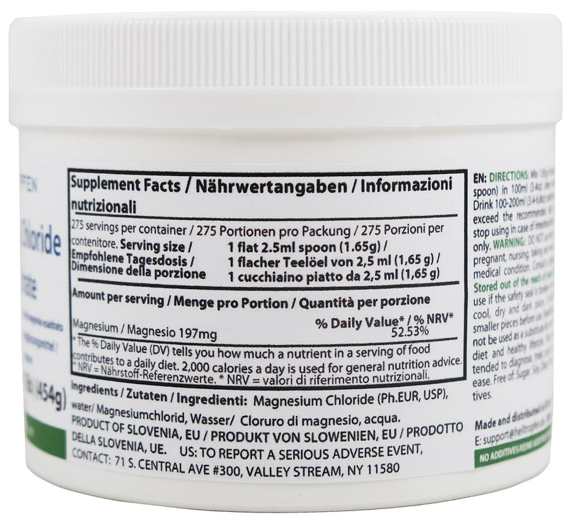 Magnesium chloride hexahydrate 454g | Pharmaceutical Grade Ingredients | Magnesium Chloride Powder MgCl2 | Healing Drops® Unlimited 454 g (pack of 1) - NewNest Australia