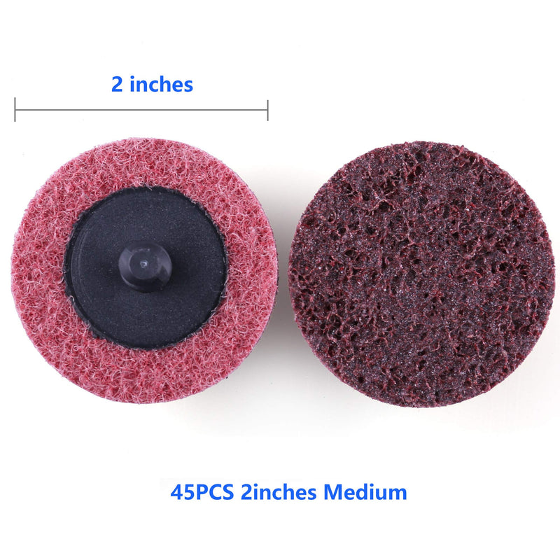 2 Inch Sanding Discs by LotFancy - 45PCS Medium Grit Roll Lock Surface Conditioning Discs, R-Type Quick Change Disc with Disc Pad Holder 2inch, Medium - NewNest Australia