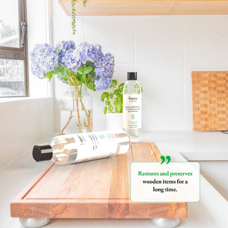 Bayes High-Performance Food Grade Mineral Oil Wood & Bamboo Conditioner and Protectant - Cleans, Conditions and Protects Wood, Bamboo, and Teak Cutting Boards and Utensils - 8 oz 8 Fl Oz (Pack of 1) - NewNest Australia