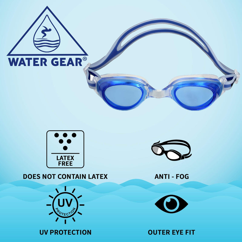 Water Gear Anti-Fog Goggles - Women and Mens Swimming Goggles - Great for Pool and Diving - Comfortable and Clear Vision Blue - NewNest Australia