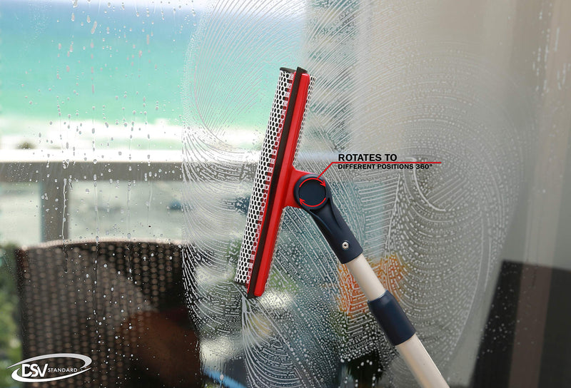 DSV Standard Professional Window Squeegee | 2-in-1 Window Cleaner Sponge and Soft Rubber Strip With Telescopic Extension Pole 20" - 30"(50cm-76cm) | Adjustable To Clean From Multiple Angles - NewNest Australia