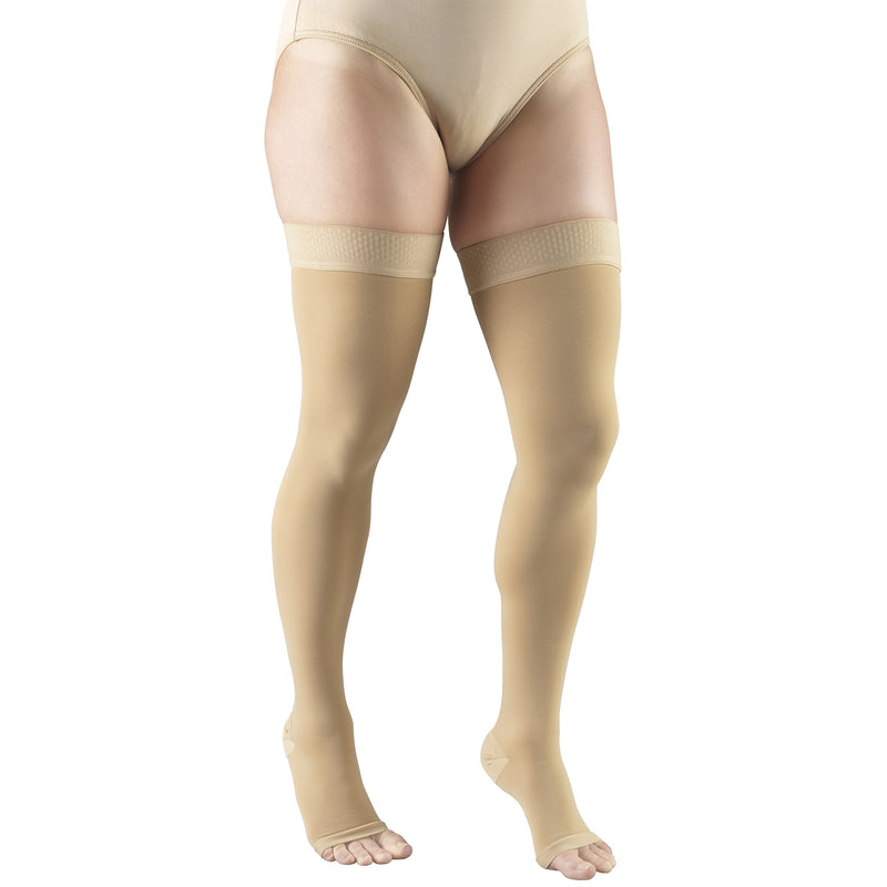 Truform 20-30 mmHg Compression Stockings for Men and Women, Thigh High Length, Dot-Top, Open Toe, Beige, Small Small (Pack of 1) - NewNest Australia