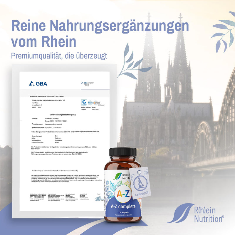 R(H) A Nutrition - Az Complete For A Good Supply Of Essential Vitamins & Minerals - Vitamin A To Zinc High Dose - Vegan & No Additives Made In Germany (120 Capsules) - NewNest Australia