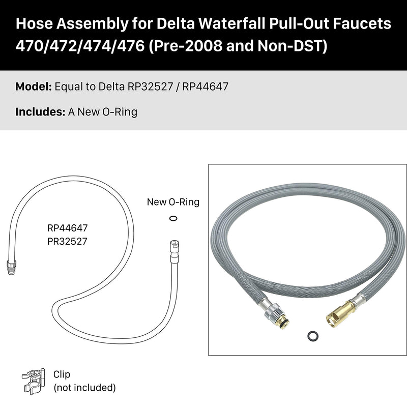 RP44647 Palo Hose Assembly for Delta Waterfall Pull-Out Kitchen Faucets 470/472/474/476 (Older Pre-2008 with Non-DST), Delta Signature Faucets Hose Replacement Part RP32527 with A New O-Ring Hose for Delta Pre-2008 Non-DST Faucets - NewNest Australia