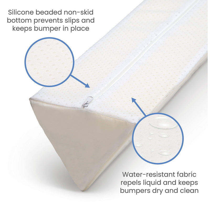 Delta Children Extra Long Foam Bedrail Bumper - Guardrail for Toddlers & Kids with Water-Resistant, Non-Slip & Machine Washable Cover - 1pk, White 56x 6x 4.5 Inch (Pack of 1) - NewNest Australia
