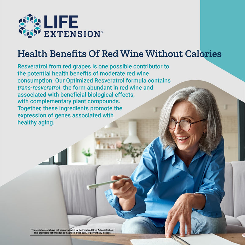 Life Extension Optimized Resveratrol - For Heart Health & Longevity - Helps Maintain Healthy Glucose Levels - With a Grape & Wild Blueberry Fruit Blend - Gluten-Free, Non-GMO - 60 Vegetarian Capsules 60 Count (Pack of 1) - NewNest Australia