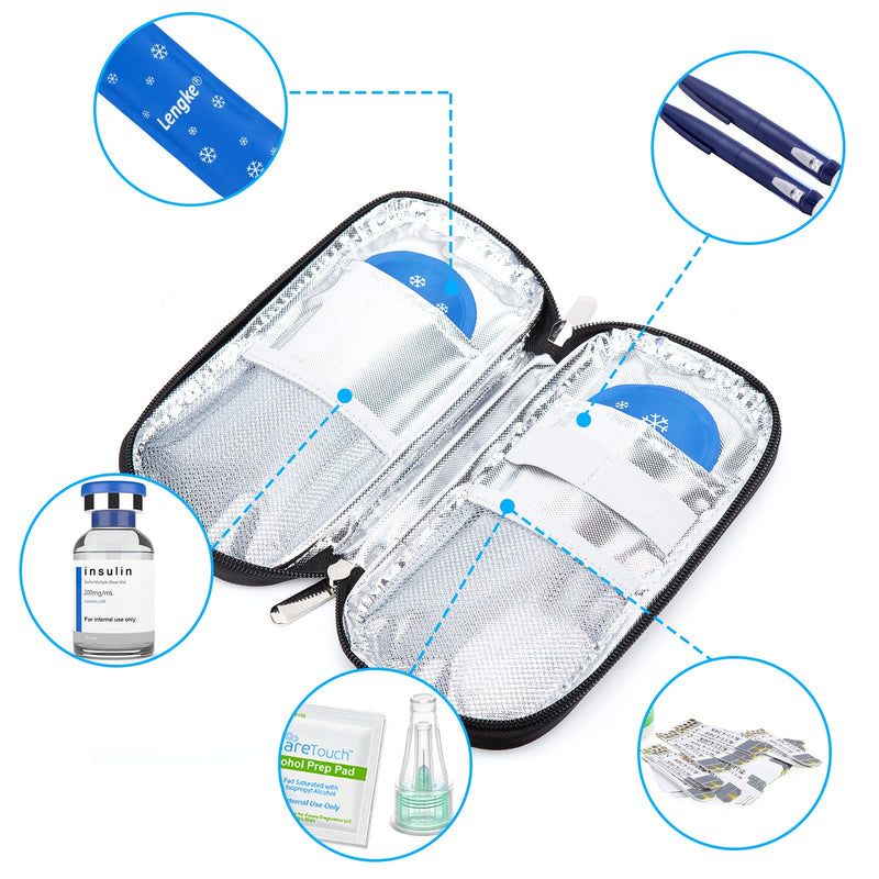 YOUSHARES Insulin Cooler Bag Diabetic Bag, Insulin Pen Bag with 2 Nylon Ice Packs, Diabetic Bag for Diabetic Supplies, Keep Supplies Safe and Cool (Blossom) Red Flower on Black - NewNest Australia