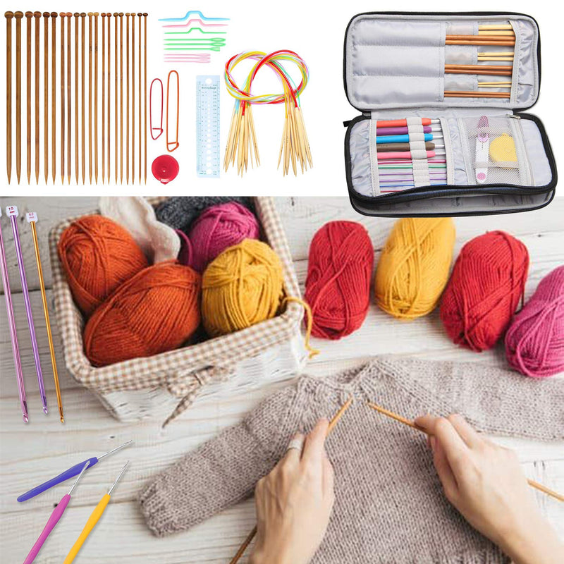 Teamoy Knitting Needles Case(up to 10-Inch), Travel Organizer Storage Bag for Circular and Straight Knitting Needles, Crochet Hooks and Knitting Accessories, Dark Blue-NO Accessories Included Medium - NewNest Australia