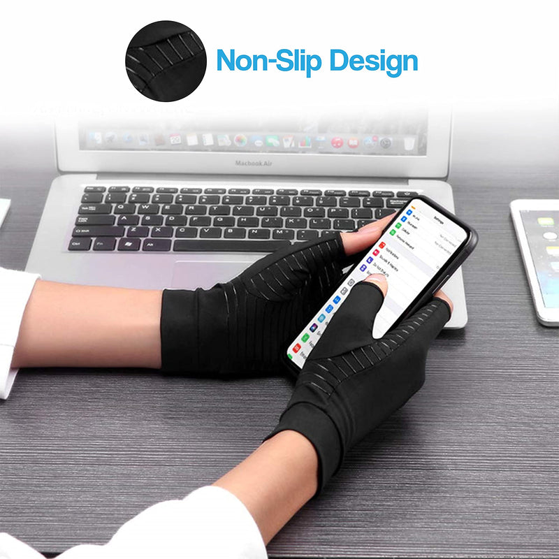 HOTCAKES Copper Compression Gloves Therapy - Copper Infused Arthritis Gloves For Women And Men Offers Hand Support For Carpal Tunnel, Raynauds and Provide Arthritis Pain Relief For Hand[1 Pair ] M Fingerless - NewNest Australia