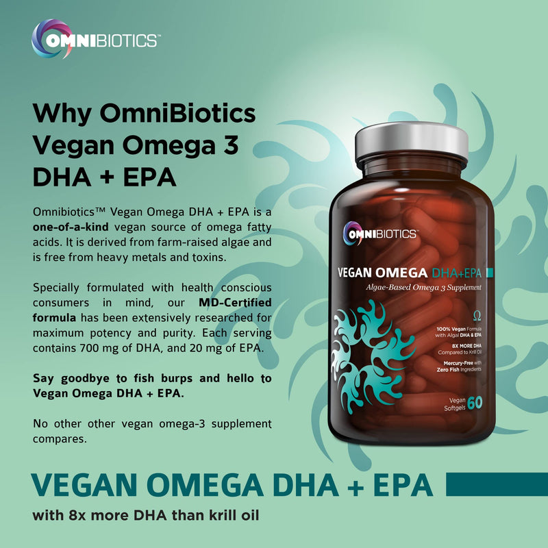 Vegan Omega DHA+EPA | MD-Certified Prenatal DHA with EPA | 8X More DHA Than Krill Oil! Fish-Free Omega Essential Fatty Acids - Algal Omega-3, Omega-6, DHA, EPA - NewNest Australia