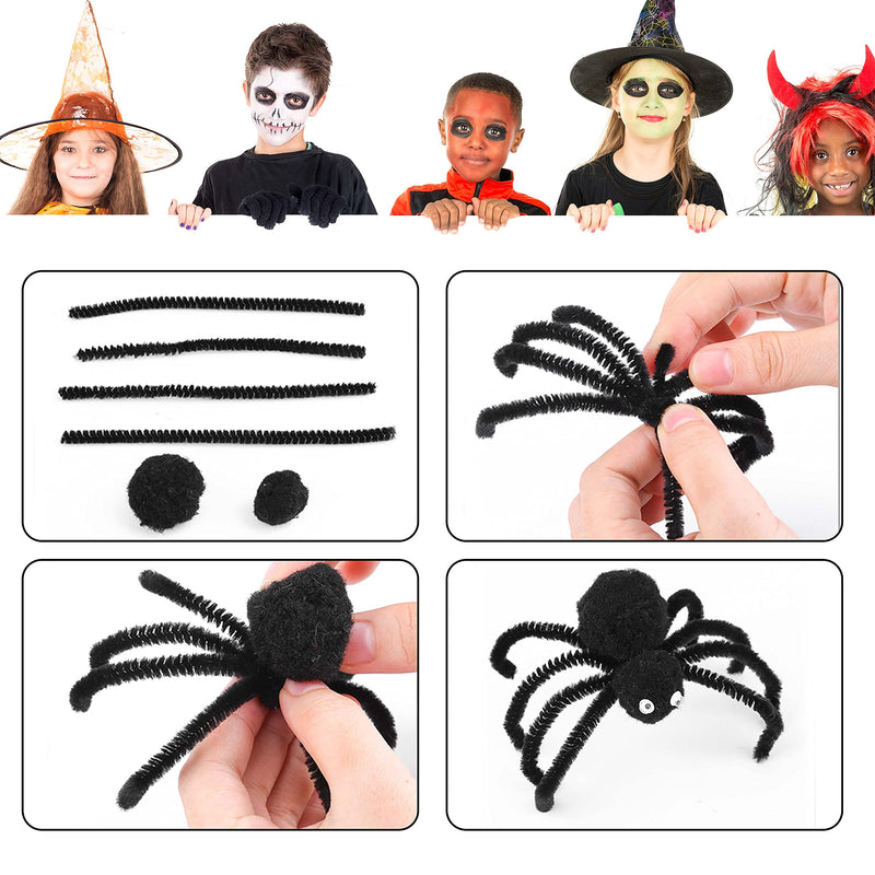 Caydo 100 Pieces Black Pipe Cleaners Flexible Chenille Stems for Creative DIY Art and Crafts Decorations (6 mm x 12 Inch) - NewNest Australia