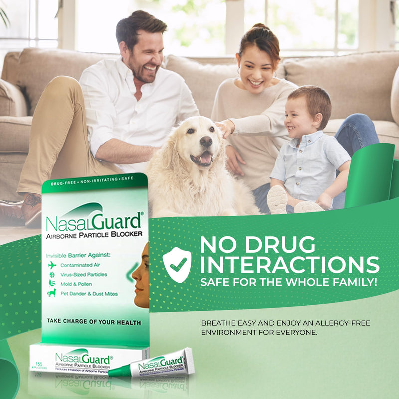 NasalGuard Allergy Relief and Allergen Blocker Nasal Gel - Drug-Free, for Pollen Allergy Sufferers, for Airplane Travel (Cool Menthol) - Over 150 Applications Per Tube (0.1 oz, Pack of 1) - NewNest Australia
