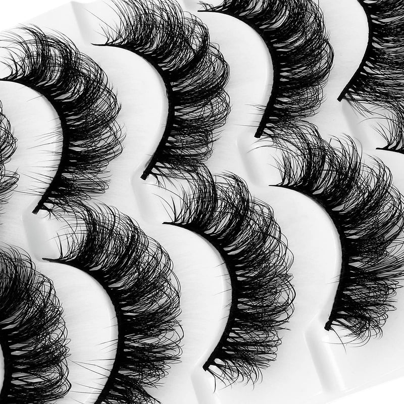 Sibba Multi-layered 5D Lashes False Eyelashes 10 Pairs Dramatic 20 mm Faux Mink Fake Lashes Pack Wispy Long Thick High Crossed Volume Fluffy Eyelash Extension Strip Eye Makeup - NewNest Australia