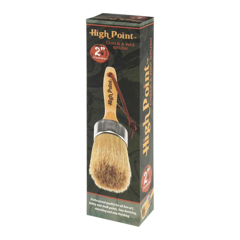 Large 2-in-1 Round Chalk & Wax Finishing Brush All Natural Hog Bristles Ergonomic Handle Stencil & Pouncer Paintbrush for DIY Furniture, Hobby Paint, Faux & Wax Finishing, Stenciling [2" x 2.36"] Single Pack - NewNest Australia